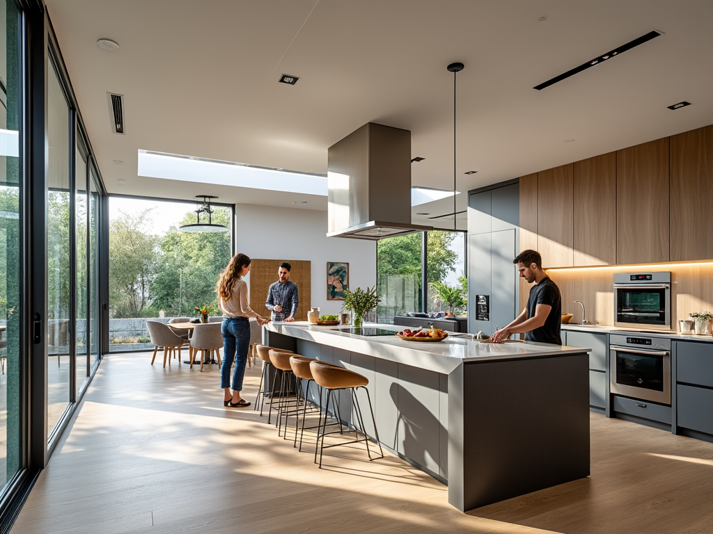 Cocina abierta con mucha luz. Imagen hecha con IA.